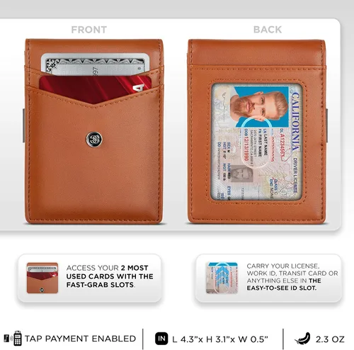 Miniatura 3 de Suavell Billeteras delgadas de cuero para hombres. Cartera con clip para dinero. Cartera de perfil bajo RFID Cartera minimalista