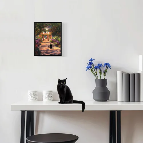 Miniatura 2 de Hamduker Cuadros de Arte de Pared de Gato Negro de Jardín Pósters Divertidos de Gato Preppy Decoración de Arte de Pared Galería de Granja Arte