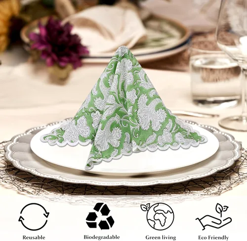 Miniatura 3 de Ridhi Juego de 4 servilletas bordadas reutilizables de algodón para bodas, fiestas, regalo diario para primavera, Pascua, San Valentín