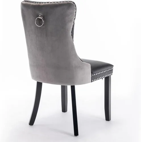 Miniatura 5 de Juego de 6 sillas de comedor modernas para sala de estar, cocina, patas de madera maciza, cojín acolchado de tela de lino, asiento y respaldo
