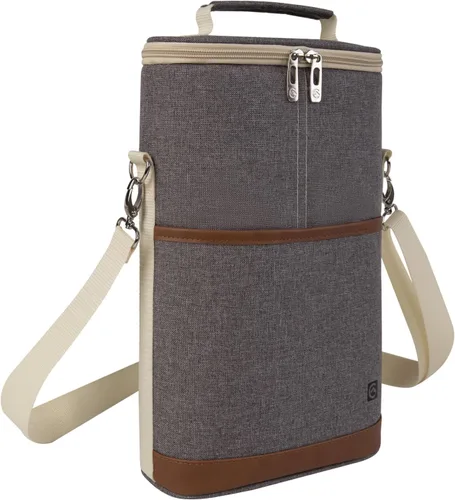 Miniatura 10 de ALLCAMP - Bolsa de vino con compartimento refrigerador, juego de picnic que lleva dos juegos de vajilla Negro