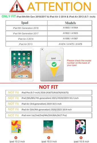 Miniatura 2 de Vimorco Funda para iPad de 6ª/5ª generación 2018/2017, para iPad Air 2 / Air Case 2014/2013 de 9.7 pulgadas, para fundas iPad de 6ª/5ª