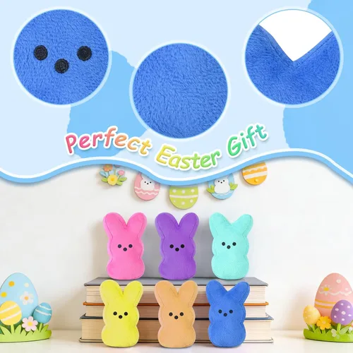 Miniatura 5 de vizethru 6 juguetes de peluche de conejo de Pascua, juguetes de relleno de cesta de Pascua para niños, animales de peluche de conejo, regalos