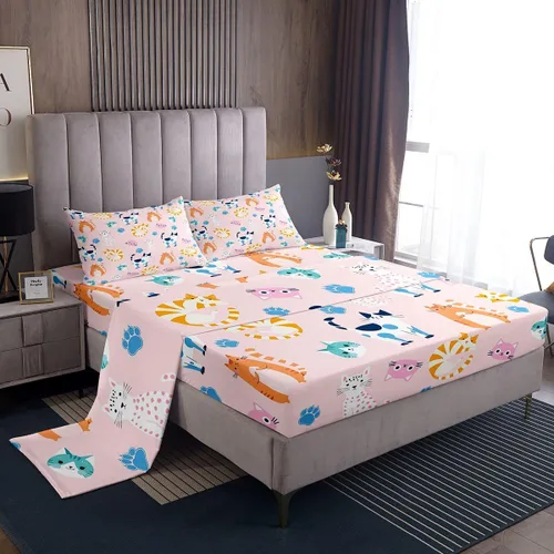 Miniatura 28 de Feelyou Juego de ropa de cama de tamaño individual con diseño de gato colorido para niños, adolescentes y niñas, decoración de habitación de gato