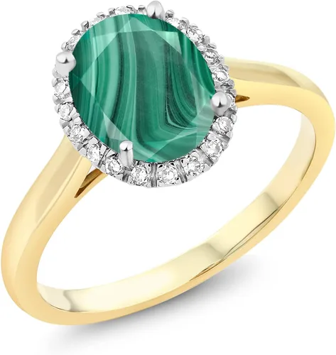 Miniatura 59 de Gem Stone King Anillo de compromiso ovalado de oro amarillo de 10 quilates con piedra natal y halo de diamantes Ovalado de 0.354 x 0.276 in