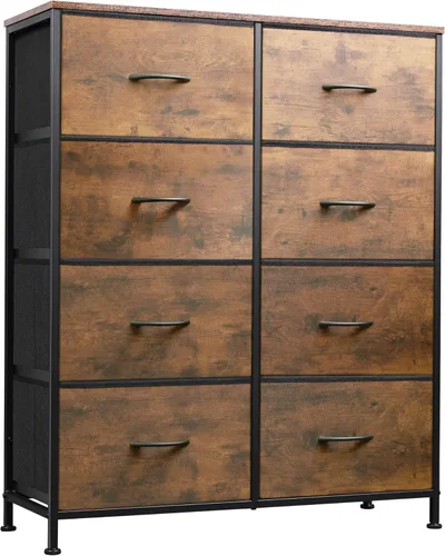 Miniatura 10 de WLIVE - Cómoda de tela para dormitorio, cómoda alta con 8 cajones, torre de almacenamiento con contenedores de tela, cómodas dobles, cómoda