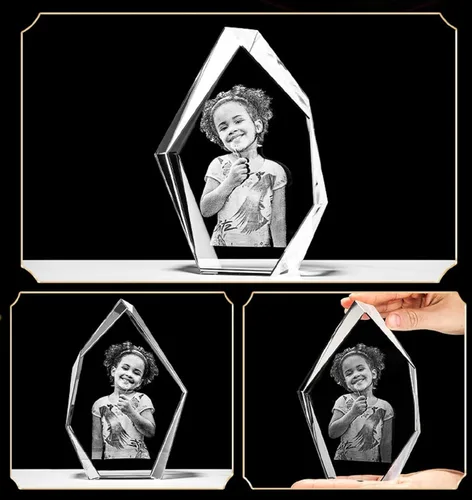 Miniatura 2 de Foto de cristal 3D personalizada, regalo romántico para hombres y mujeres, marcos de fotos de cristal grabados personalizados, regalos para el día