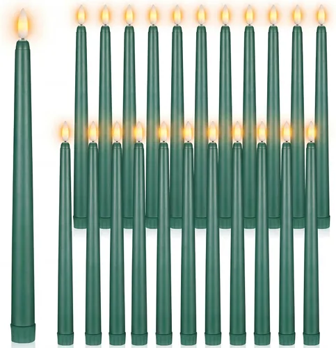 Miniatura 16 de Macarrie 24 Paquetes de Velas Cónicas Sin Llama Operadas con Batería Falsas de 11 Pulgadas de Largo Luz de Vela LED Sin Llama Parpadeantes Cónicas