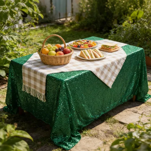 Miniatura 6 de Mantel de lentejuelas color verde hierba de 50 x 80 pulgadas, mantel de mesa con purpurina, secuencia brillante para decoración de mesa de Acción