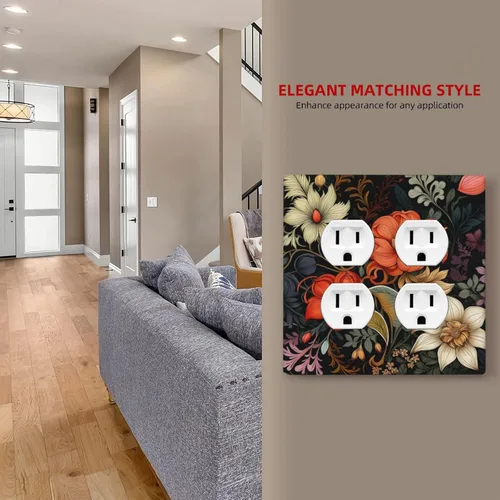 Miniatura 1052 de Placa Decorativa de Pared de Granja Rústica con Cuerno de Madera para Puerta de Granero 1 Banda Duplex Cubiertas de Toma Eléctrica Soltera