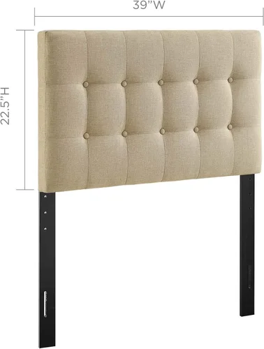 Miniatura 2 de Modway Emily - Cabecera individual tapizada con botones de tela de lino beige
