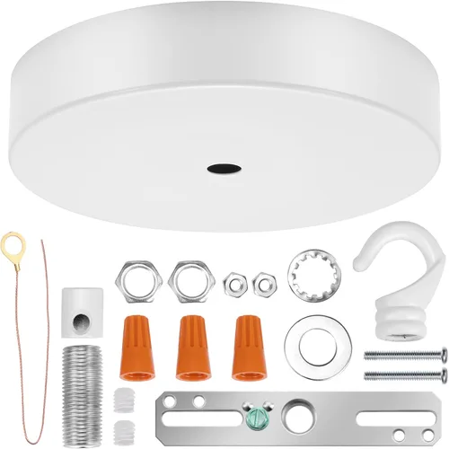 Canomo Dosel de Lámpara de Araña con Agujero Central Blanco de 5 Pulgadas Kit de Dosel de Lámpara Colgante Placa de Luz de Techo con Todos los