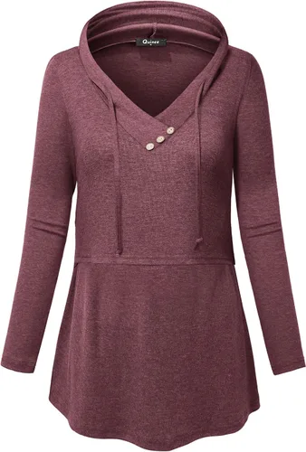 Miniatura 2 de QUINEE sudadera con capucha para mujer de manga larga a cuadros, bloque