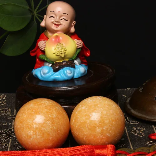 Miniatura 7 de BRABUD TQZDBS030 - Bolas chinas de estrés para la salud de Baoding de mármol naranja en piedra natural con caja