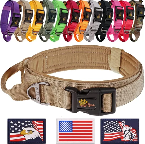 Miniatura 14 de ADITYNA Collar táctico para perros grandes, acolchado suave, resistente, servicio, ajustable, militar K9 con asa para entrenamiento y caminar Gris