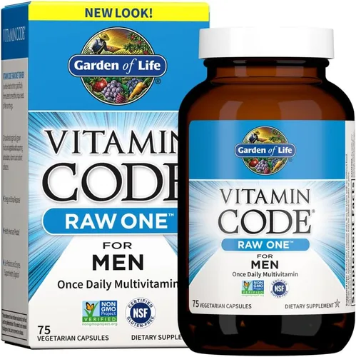 Garden of Life Multivitamínico para hombres, Vitamin Code Raw One - Una vez al día, vitaminas más frutas, verduras y probióticos, 75 unidades