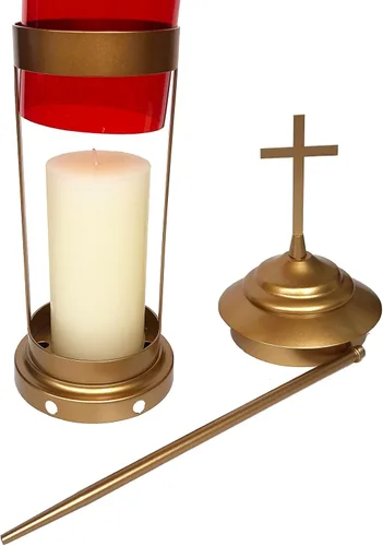 Miniatura 9 de Decoraciones de cementerio – Lámpara de vela con luces de tumba para regalos conmemorativos amorosos, cruces de metal con estacas de jardín de 11.8