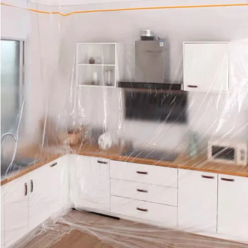 Miniatura 3 de 3 rollos de película adhesiva de plástico transparente de 3.6 pies x 65 pies, película de pintura transparente para pintura para pared, piso