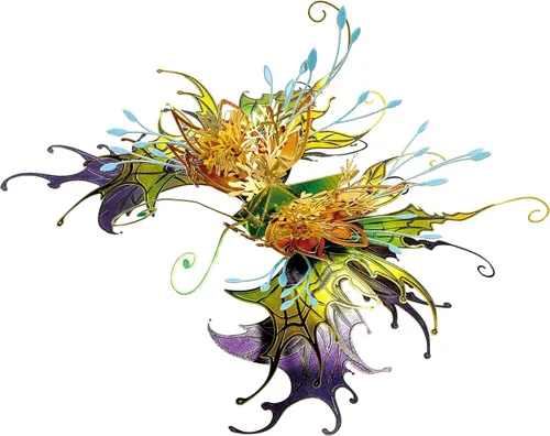 Miniatura 13 de Microworld Rompecabezas de metal 3D, 6 estilos de deseos de mariposa, kit de modelo de metal, bendición familiar, símbolo de la suerte, colección