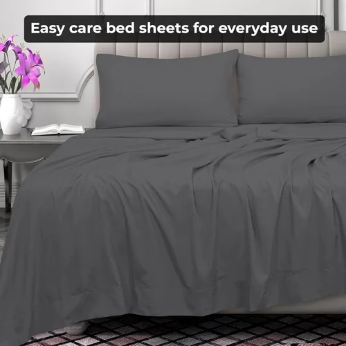 Miniatura 6 de Royale Linens Sábana Plana King – Sábanas Planas de Microfibra Cepillada Ultra Suave 1800 Solamente – Sin Arrugas y Resistente a las Manchas – Gris