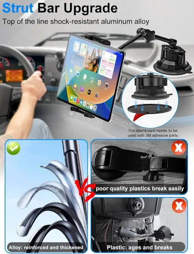 Miniatura 3 de Soporte para tablet Sunroof para coche/camión [último antivibración] Soporte para tableta, parabrisas y ventana, para camioneta, automóvil
