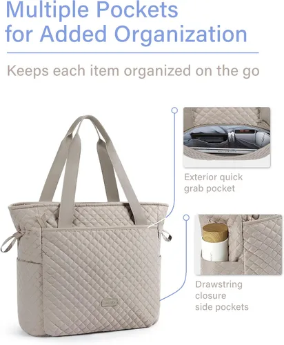 Miniatura 4 de BAGSMART Bolsa de mano para mujer, bolsa grande para mujer con cremallera, bolsa acolchada con asa superior para viajes, trabajo, escuela