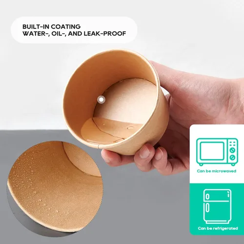 Miniatura 4 de JOLLY PARTY 50 paquetes de envases de sopa de papel de 8 onzas con tapas, tazas de papel desechables para comida, tazas de helado, almacenamiento
