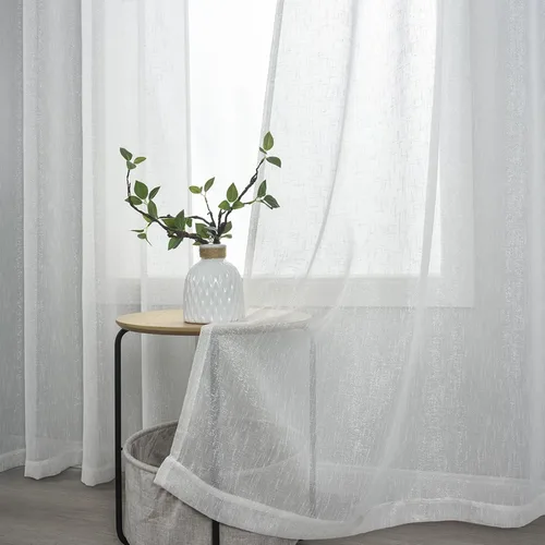 Kotile Cortinas de lino brillante color crema de 63 pulgadas de largo, cortinas transparentes con ojales para dormitorio, juego de 2 paneles de