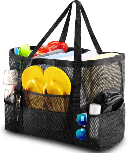 Miniatura 2 de SRISE Mesh Beach Bag - Large Beach Tote Bag for Family Beach Bag for Toys & Vacation Essentials
