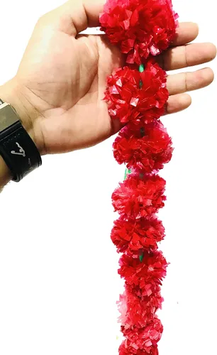 Miniatura 7 de Guirnalda de caléndula de 5 pies de 5 pies Decoración de manto de fiesta de boda india/americana, guirnalda de boda sintética, decoración Diwali