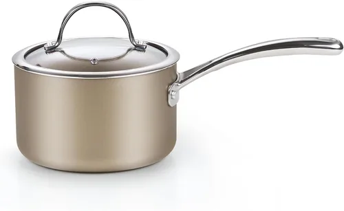 Miniatura 6 de Cooks Standard Cacerola de 3 cuartos de galón de cerámica anodizada dura antiadherente con tapa de vidrio, olla clásica pequeña para salsa