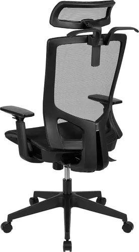 Miniatura 6 de Flash Furniture Layla - Silla de oficina ergonómica de malla con inclinación sincronizada, reposacabezas ajustable pivote, soporte lumbar, colgador