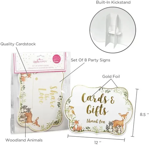 Miniatura 6 de Kate Aspen Decoraciones de baby shower de bosque, kit de letreros decorativos (8 letreros diferentes, letrero de bienvenida para baby shower y más)
