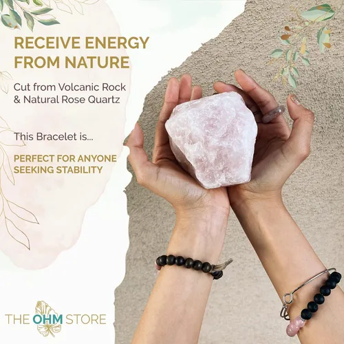 Miniatura 3 de Juego de cuenco tibetano con piedra de lava y pulsera de cuarzo rosa Mala, hecho a mano en Nepal para curación de chakras, meditación, ajuste