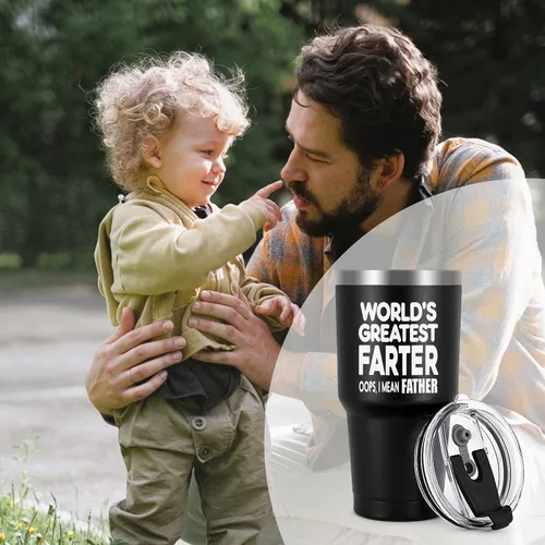 Miniatura 2 de Qtencas World's Greatest Farter, I Mean Father - Vaso de viaje para mejor papá, divertido regalo de cumpleaños y Navidad para papá, marido, hombres