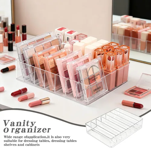 Miniatura 3 de Organizador de Maquillaje para Paleta de Sombras de Ojos y Organizador de Lápiz Labial, Organizador de Paleta de Maquillaje de 7 Secciones Divididas
