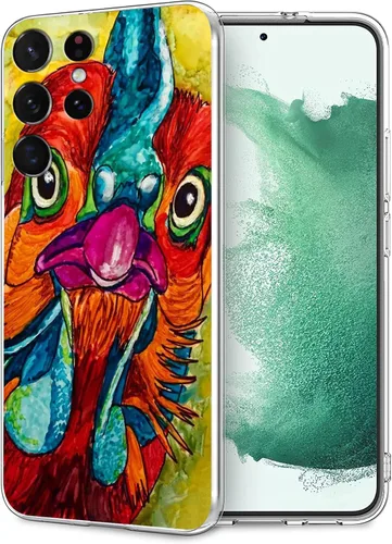 Funda protectora transparente diseñada para Samsung Galaxy S22 Ultra, pintura al óleo de flores de jardín de pollo, pintura al óleo, funda