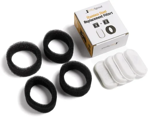 Filtros de Fuente de Agua para Gatos KittySpout para 108oz/3.2L... (Suministro de 2 Meses: 4 Filtros y 4 Esponjas)