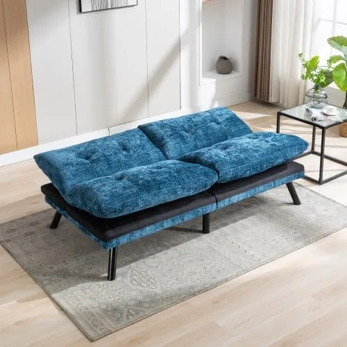 Miniatura 3 de anwickjeff Sofá cama futón, sofá convertible moderno, sofá biplaza plegable, sofás de futón transpirables para espacios pequeños compactos