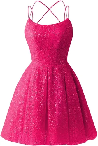 Vestidos de fiesta de lentejuelas con tirantes delgados, brillantes, talla grande, vestidos cortos de graduación para mujer 2024
