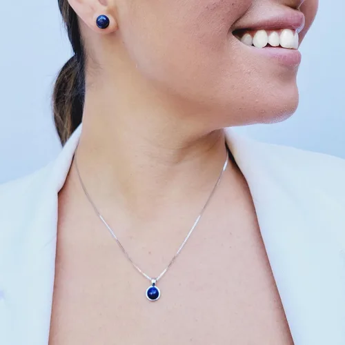 Miniatura 26 de Pendientes naturales de 0.236 in con chapado en oro blanco sobre plata de ley, bisel cabujón de piedras preciosas regalo de joyería para ella