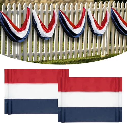 Miniatura 8 de Decoraciones patrióticas para interiores y exteriores, 2 x 20 pies, pancartas de rayas rojas, blancas y azules, decoraciones patrióticas de Estados