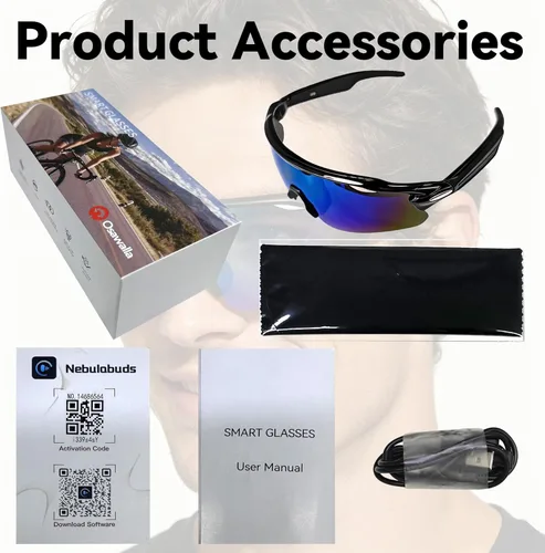 Miniatura 9 de Lentes de audio inteligentes Bluetooth, gafas de sol Bluetooth para correr, ciclismo, con asistente de voz AI, llamadas manos libres y música