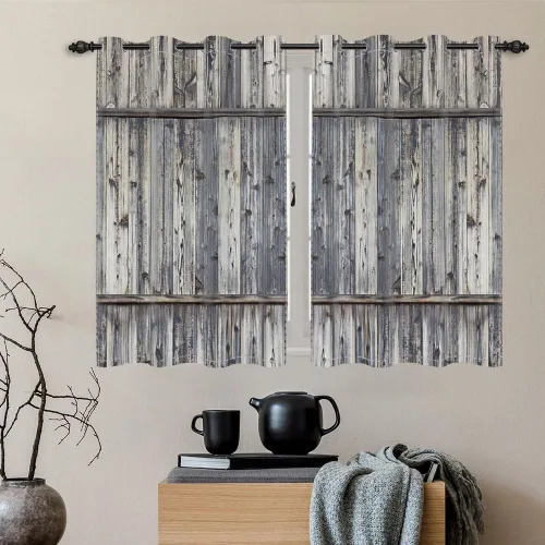 Miniatura 83 de Cortinas rústicas para ventana de puerta de granero, puerta de madera gris, puerta de garaje, tratamiento de ventana para sala de estar, dormitorio
