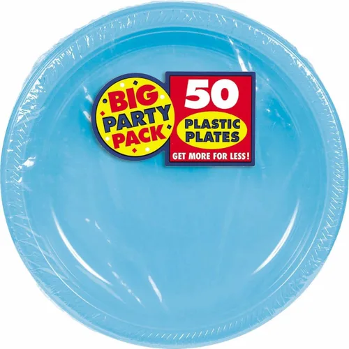Miniatura 11 de Platos redondos de plástico desechables de color rosa brillante, 10.25 pulgadas (paquete de 50), vajilla resistente para fiestas, eventos y uso