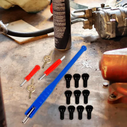 Miniatura 5 de Alasum 47pcs Tire Valve Stem Tool Set with Puller and Core Remover Blue Handle Valve Stem Installer for Car and Motorcycle Wheel Repair