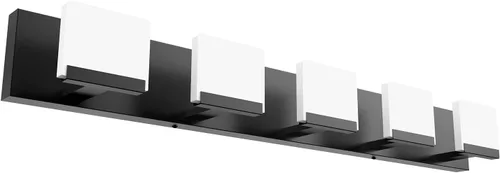 Miniatura 8 de Ralbay Luces LED modernas para tocador de baño, 5 luces, lámpara de pared de baño de acero inoxidable acrílico