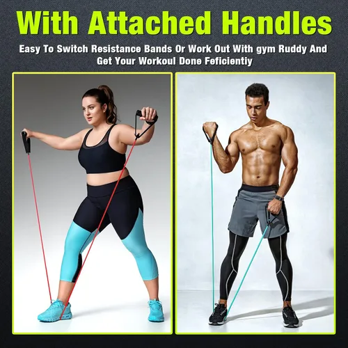 Miniatura 6 de Leyndo 5 bandas de resistencia para ejercicio con asas, tubo de resistencia física, bandas de entrenamiento con anclaje de puerta para hombres