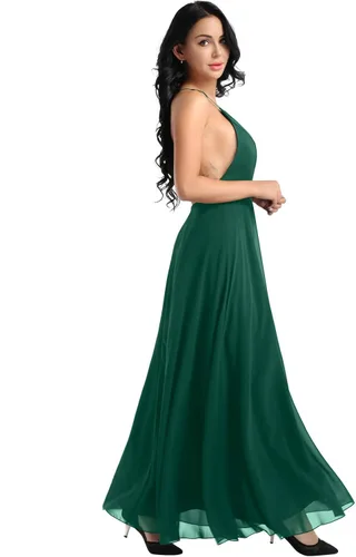 Miniatura 4 de YiZYiF - Vestido de fiesta de gasa para mujer, sin espalda