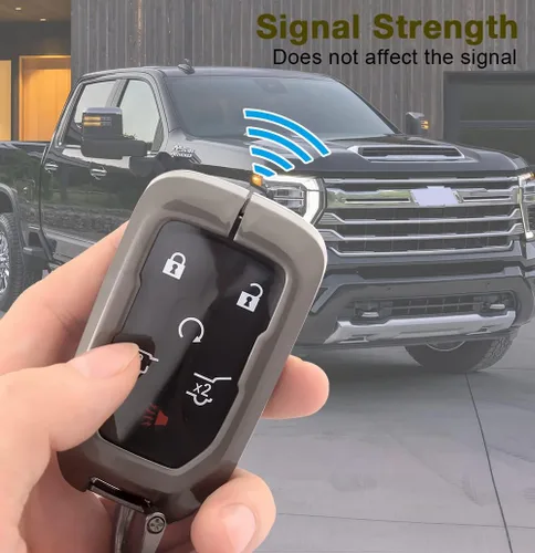 Miniatura 4 de KESENLOE Funda para llavero GMC con llavero Airtag, carcasa de metal para llave de automóvil, protección completa para Chevrolet Chevy Silverado